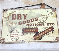 Dry goods metal sign