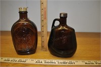 2 vintage brown bottles