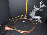 Metal Horns Brass & Ornate Reindeer