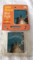 Vintage Golden Miniature Space Shuttle Wood Puzzle