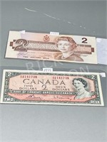 Canada- 1954 & 1986 $2 dollar notes