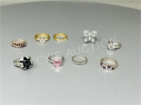 9 Ladies fashion rings - most stamped 925