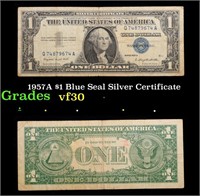 1957A $1 Blue Seal Silver Certificate Grades vf++