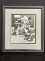Bernie Brown signed framed print of "A Boy and