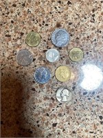 1956 Quarter & foreign coins
