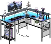 Mr IRONSTONE L Shaped Computer Desk 56" with Led L