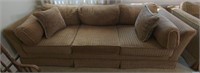 Tan cloth upholstered couch 90"w