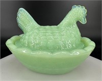 Vintage Jadeite Mini Hen On The Nest