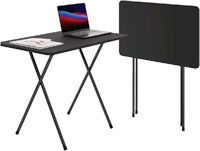 Folding Foldable Side Desk with Wooden Top and Met
