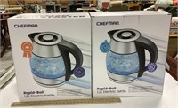 2 Chefman Rapid Boil 1.2L electric Kettles