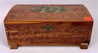 Cedar chest for jewelry, pressed carved, 6.5" x 11