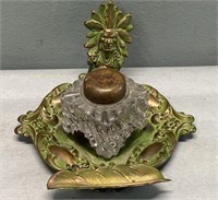 Native American Decorated Inkwell Standish