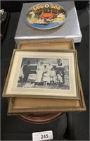 Early B&W Photographs, Stained Glass/Pewter Plate.