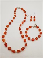 (LB) Carnelian and Crystal Necklace (18" long),