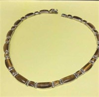 925 Sterling Silver & Tiger Eye Choker