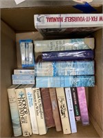 Box of Hard Back Books approx 19 & Rain Gauge