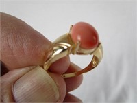 14K Gold Vintage Pink Quartz Cabochon Ring