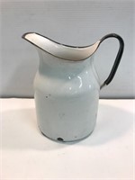 Enamelware water pitcher 10” tall