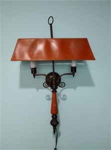 Antique Brass and Leather Wall Sconce