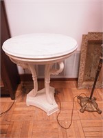 Round pedestal lamp table with bird legs and