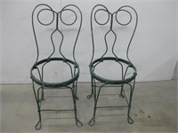 Two Vtg 14"x 14"x 34" Iron Parlor Chairs No Seats