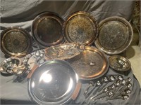 7 VTG Silver Plated Platters, 3 Bowls, Gravy