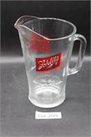 Schlitz Glass Beer Pitcher 9"T