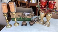 Candleholders with candles, Cross decor