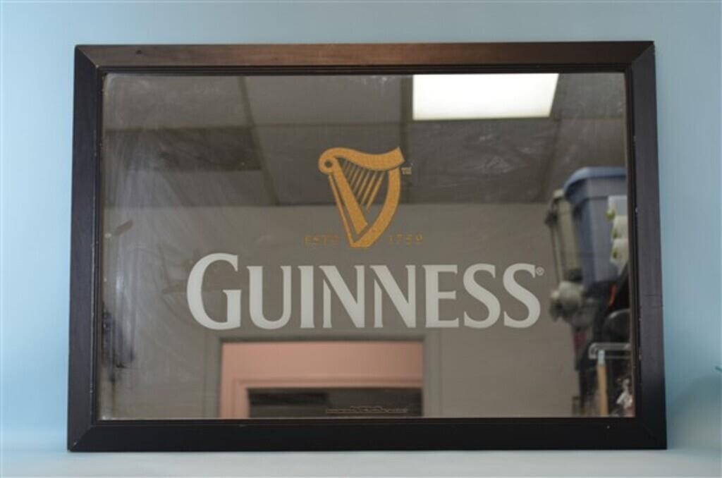Large Guinness Mirror Sign w/ Black Frame