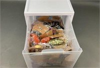 Assorted Costume Jewelry in Storage Drawer