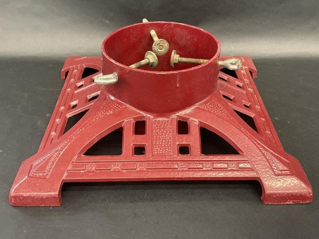 Vintage Red Cast Iron Christmas Tree Stand