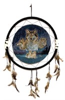 Dream Catcher With Wolves & Moon Design
