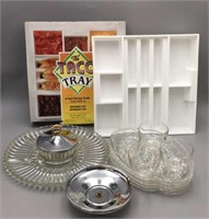 Kromex/Federal Glass/Taco Tray Serving Pieces