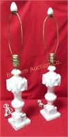 Marble Table Lamps w/Italian Bases 2 PC Lot