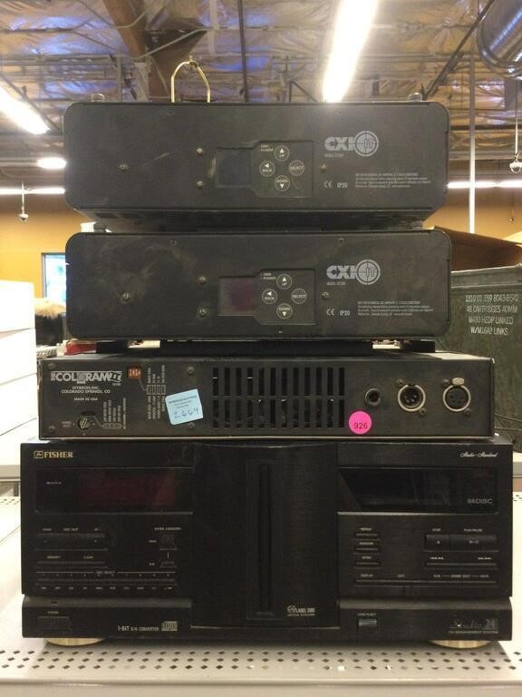 Stack of electronics. Fisher, Coloram II, CXI it.