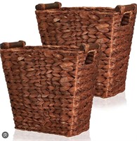2 Pcs Wicker Waste Basket 12.8 x 7.6 x 12.4 Inch
