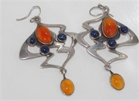 Sheasby/Quinton handmade silver stone set earrings