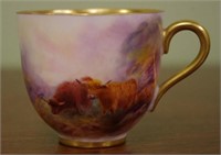 Royal Worcester cup with highland cattle