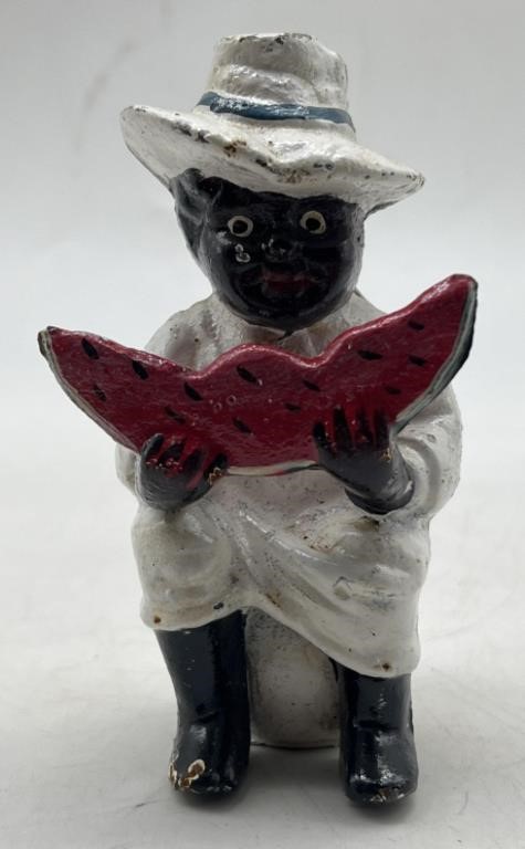 (GH) Black Americana cast Iron Boy Eating