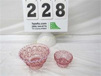 (2) Pink Glass Dishes