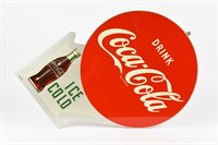 1953 DRINK COCA-COLA ICE COLD PAINTED METAL FLANGE