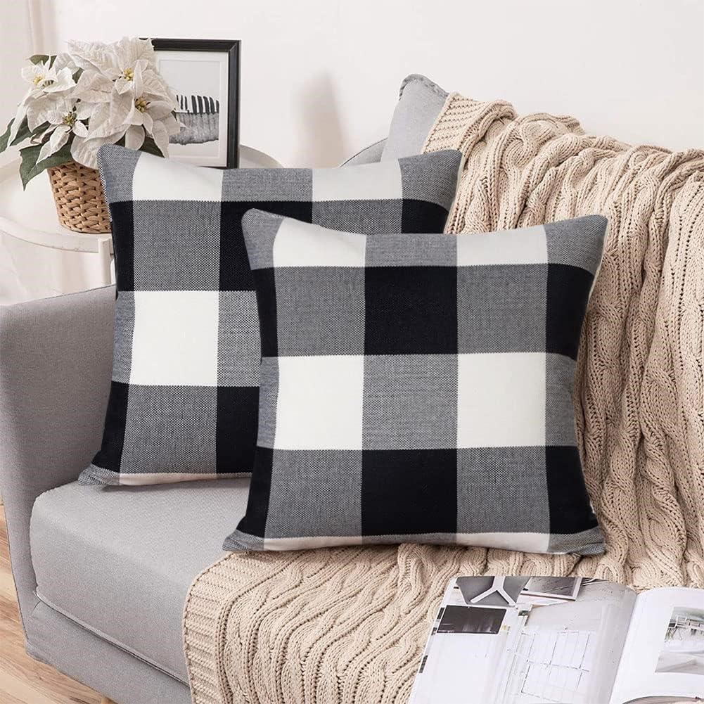 2pcs Black and White Throw Pillow Covers
