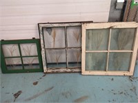 3 Vintage Wooden Windows