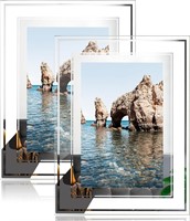 4x6 Glass Picture Frame Set of 2  Silver Mirror