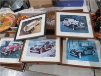 COLLECTION OF( 5)  FRAMED CLASSIC CARS
