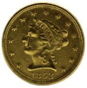 1853 EARLY LIberty $2.50 Gold Quarter Eagle