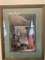 Framed print two girls in kitchen frame is 31