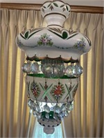 Hanging lamp, hand painted china , 19 inches