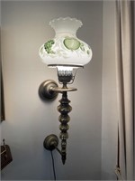 Wall mount lamp with hand painted shade 3 way