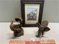 INTERESTING LOT WITH ELEPHANT FIGURE AND MORE